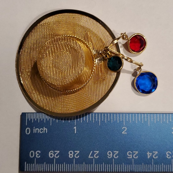 🔖Unique Vintage 1980's Gold Mesh Hat Brooch - Picture 8 of 8